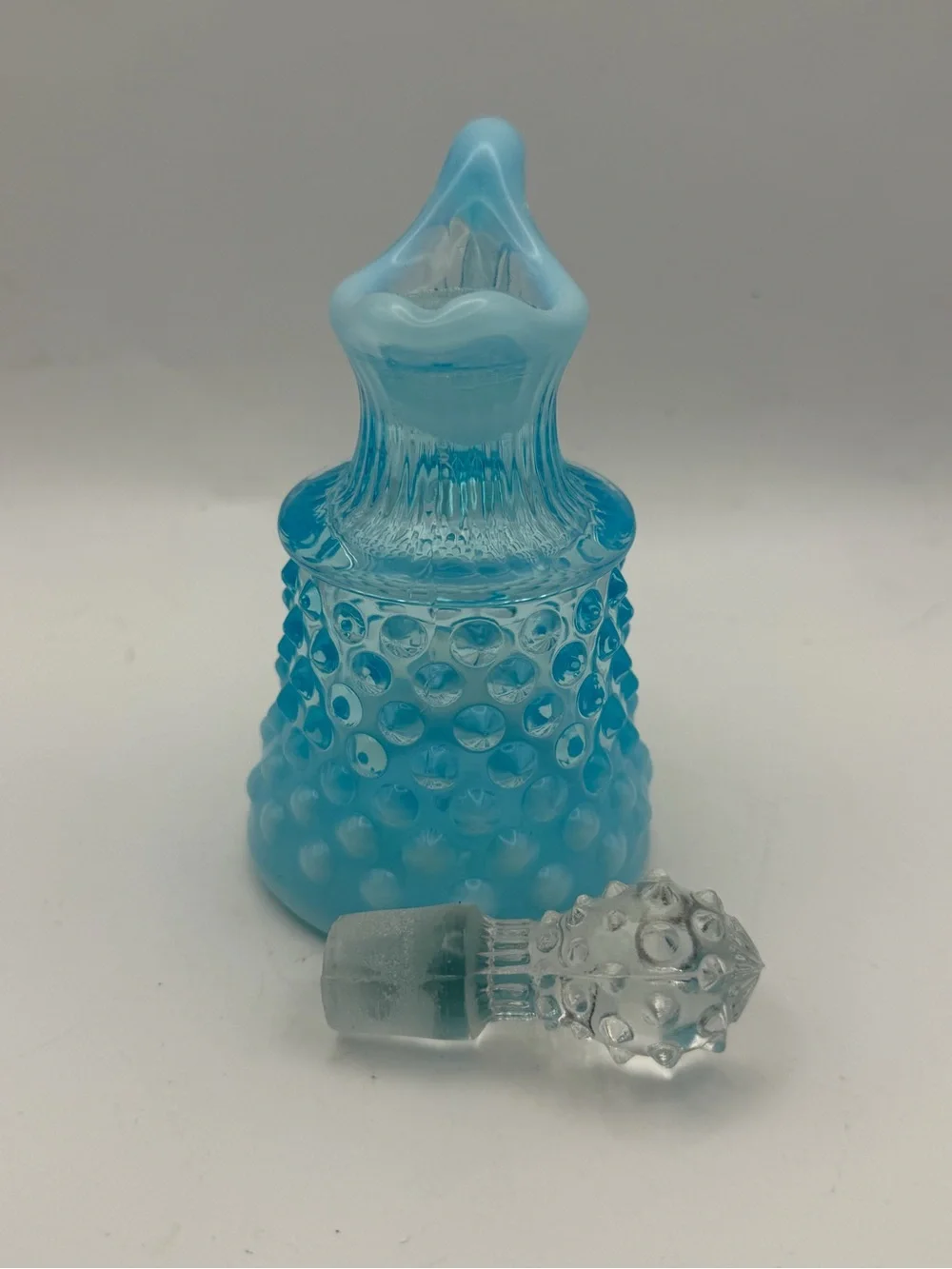 Fenton Blue Hobnail Glass Cruet with Stopper